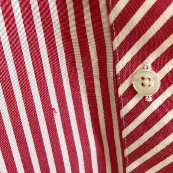 Chicos Pink and White Striped Collared Button Down Size 3 100% cotton no iron - Picture 6 of 11